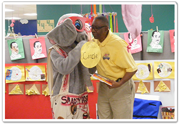 Teacher with Elephant Mascot